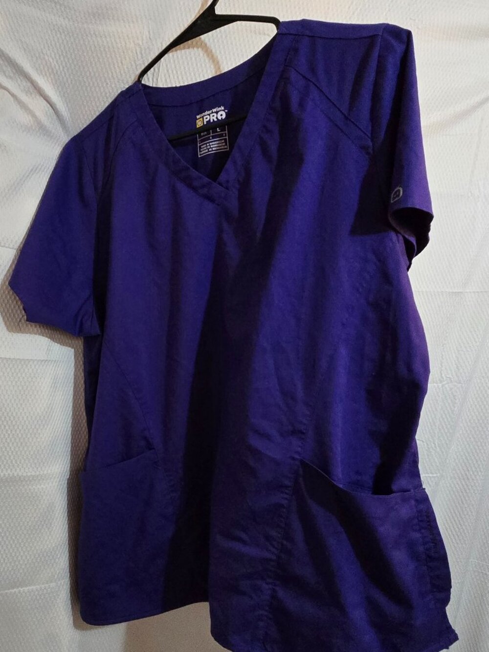WonderWink PRO Women's Purple V-Neck Scrub Top – Short Sleeve Medical Uniform